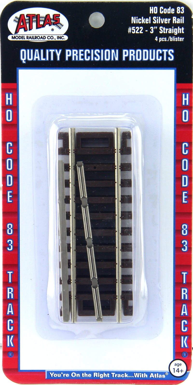 Atlas HO 522 Code 83 3" Straight Track (4)