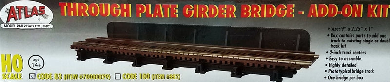 Atlas HO 70000029 Code 83 Through Plate Girder Bridge Kit, Single Track Add-On