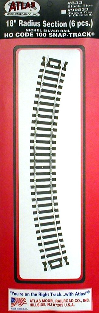 Atlas HO 833 Code 100 18" Radius Curve Track (6)