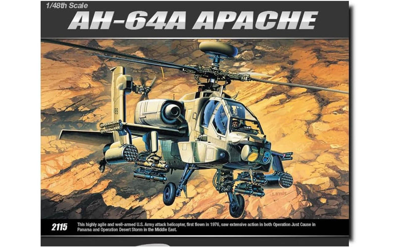 Academy Models 12262 AH64A Apache US Helicopter -- Plastic Model Helicopter Kit -- 1/48 Scale