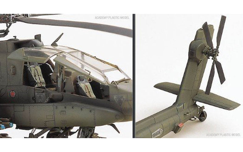 Academy Models 12262 AH64A Apache US Helicopter -- Plastic Model Helicopter Kit -- 1/48 Scale