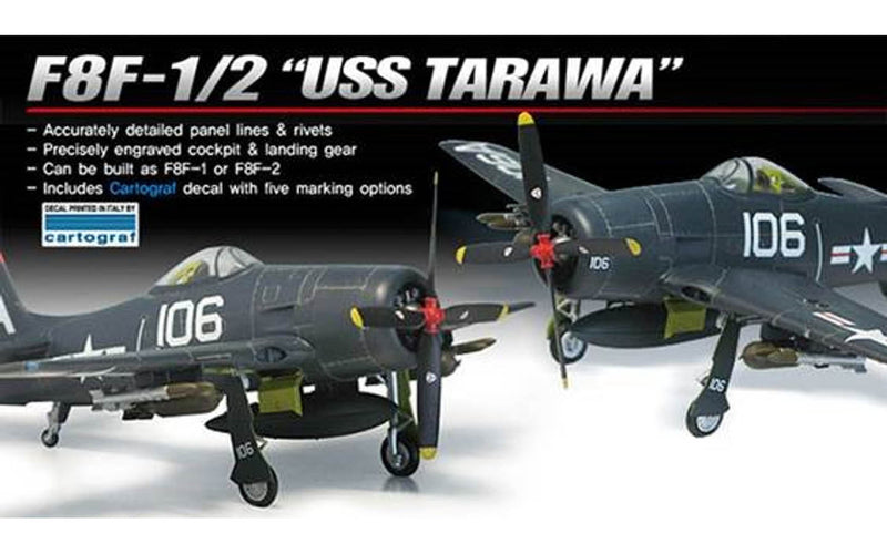 Academy Models 12313 F8F-1/2 USS Tarawa Ltd. Ed. -- Plastic Model Airplane Kit -- 1/48 Scale