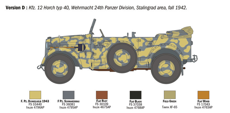 Italeri 6597 - SCALE 1 : 35 Kfz. 12 Horch 901 typ 40 frÃƒÆ’Ã‚Â¼hen Ausf.