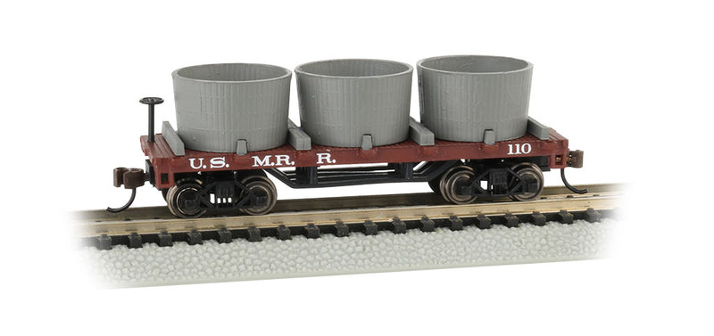 Bachmann N 15554 Old-Time Wood Tank Car with 3 Tanks, US Military Railroad