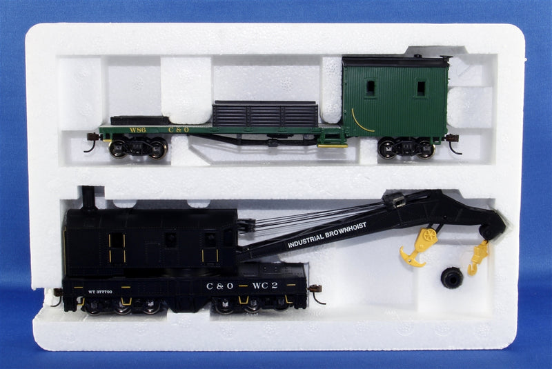 Bachmann HO 16122 250-Ton Steam Crane Car with Boom Tender, Chesapeake and Ohio