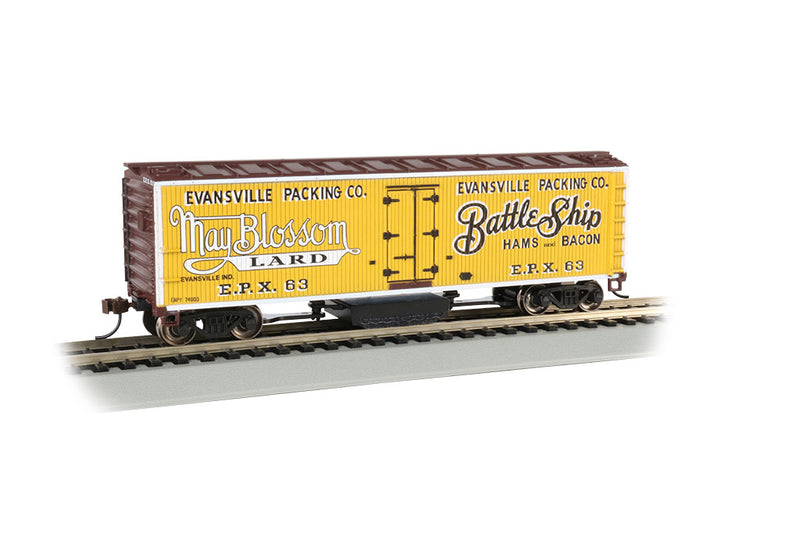 Bachmann HO 16332 Track Cleaning 40' Wood Reefer with Removable Dry Pad, Evansville Packing Co.