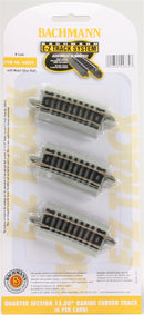 Bachmann N 44834 EZ Track 15.50" Radius 1/4 Curve Sections with Gray Roadbed (6)