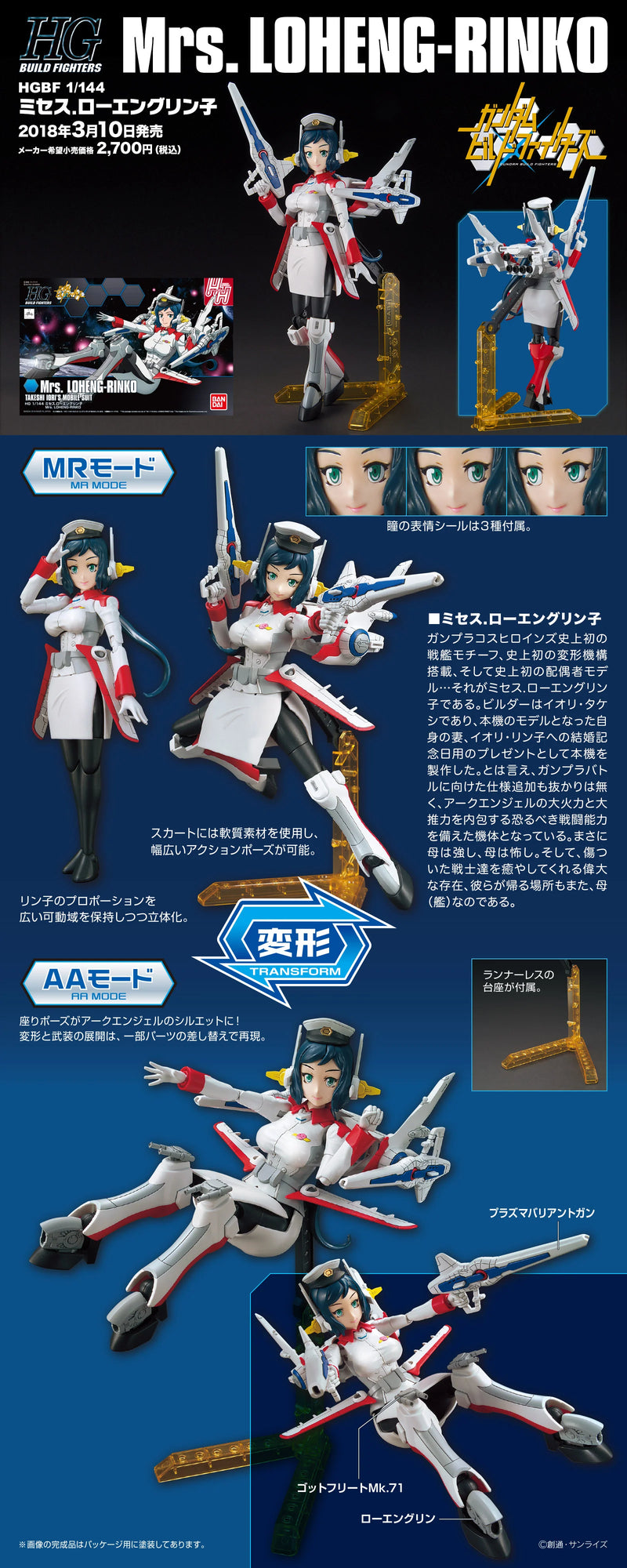 Bandai  2409203 HGBF 1/144 Mrs. Loheng-Rinko Model Kit