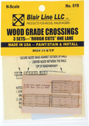 Blair Line N 019 Laser-Cut One-Lane "Rough Cut" Wood Grade Crossings (3 Sets)
