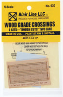 Blair Line N 020 Laser-Cut Two-Lane "Rough Cut" Wood Grade Crossing (2 Sets)