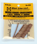 Blair Line N 026 Laser-Cut 11" Radius Curved Wood Grade Crossing (2 Sets)