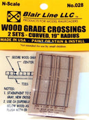 Blair Line N 028 Laser-Cut 19" Radius Curved Wood Grade Crossings (2 Sets)