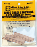Blair Line N 030 Laser-Cut 30" Radius Wood Grade Crossings (2 Sets)