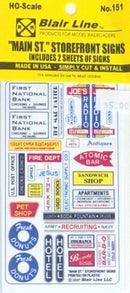 Blair Line HO 151 Main Street Storefront Signs Set 1