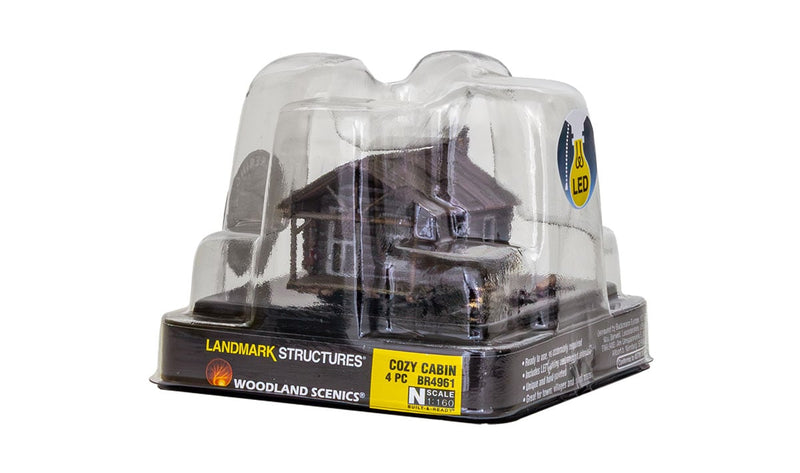 Woodland Scenics N BR4961 Cozy Cabin, Built-&-Ready Landmark Structure, Assembled