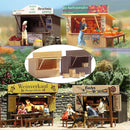 Busch HO 1055 2 Stand/Market Stall Kits with Crates