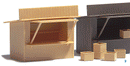 Busch HO 1055 2 Stand/Market Stall Kits with Crates