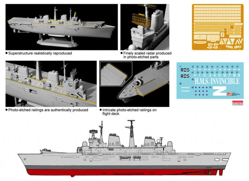 Dragon Models DML 7128 1/700 H.M.S. Invincible Light Aircraft Carrier (Falklands War 30th Anniversary)