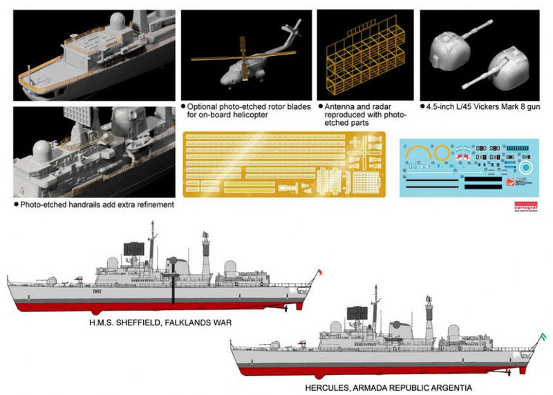 Dragon Models DML 7133 1/700 H.M.S. Sheffield Type 42 Destroyer Batch 1 (Falklands War 30th Anniversary)