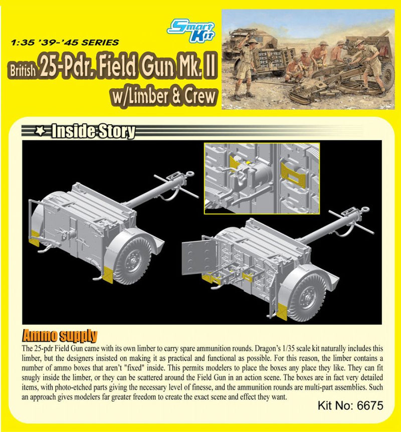 Dragon Models DML 6675 1/35 British 25-Pdr. Field Gun Mk.II w/Limber & Crew