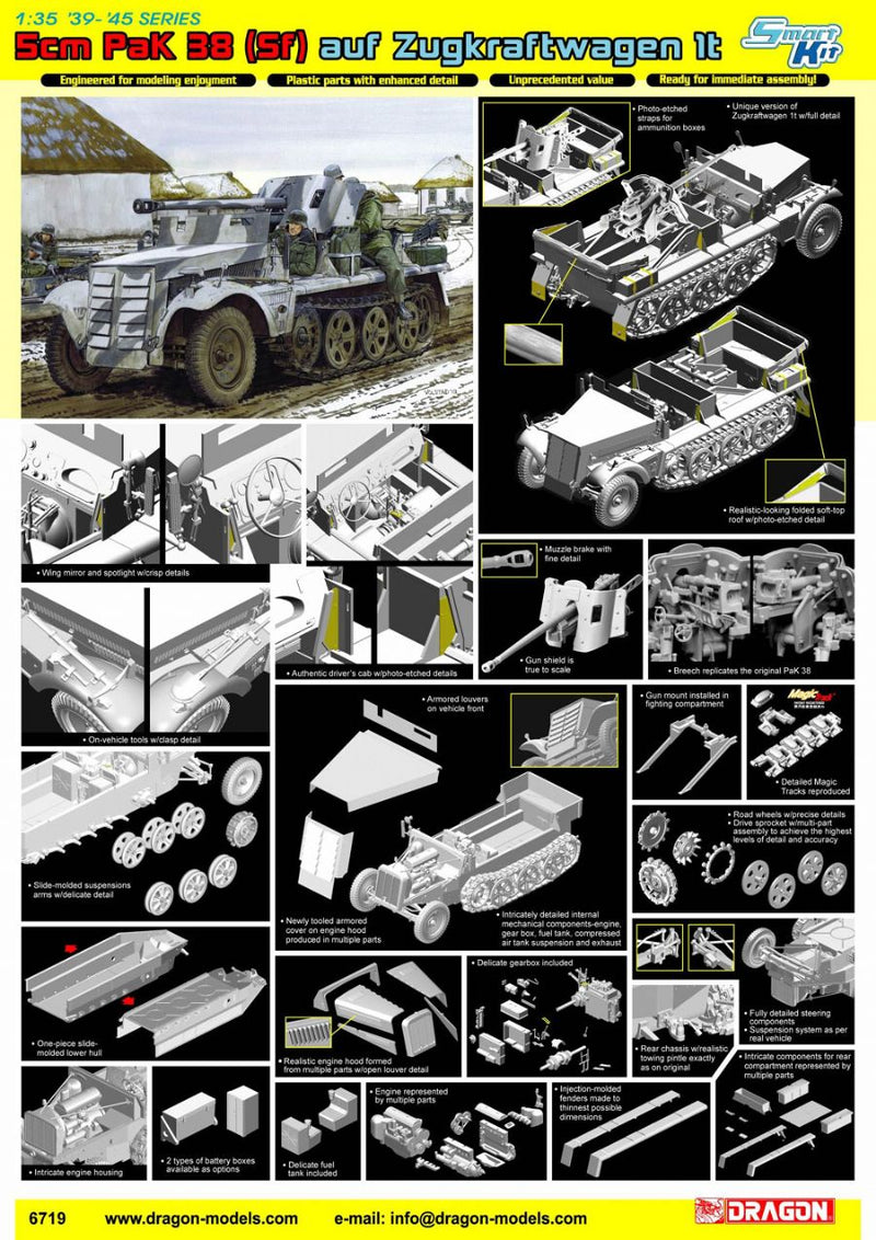 Dragon Models DML 6719 1/35 5cm PaK 38 (Sf) auf Zugkraftwagen 1t