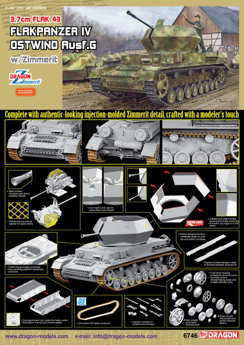 Dragon Models DML 6746 1/35 FlaK 43 Flakpanzer IV "Ostwind" w/Zimmerit