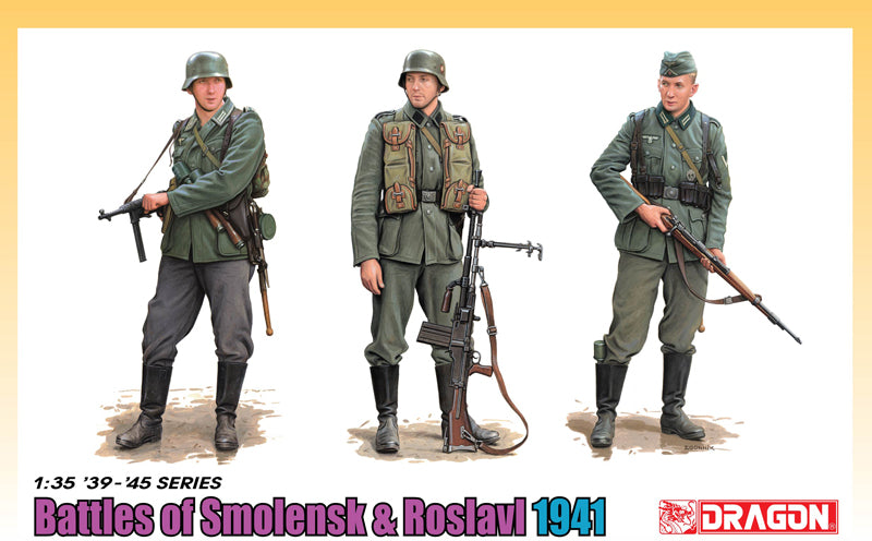 Dragon Models DML 6791 1/35 "Battle Of Smolensk & Roslavl 1941" (3 Figure Set) with Bonus DS Uniform & Boots (Limited)