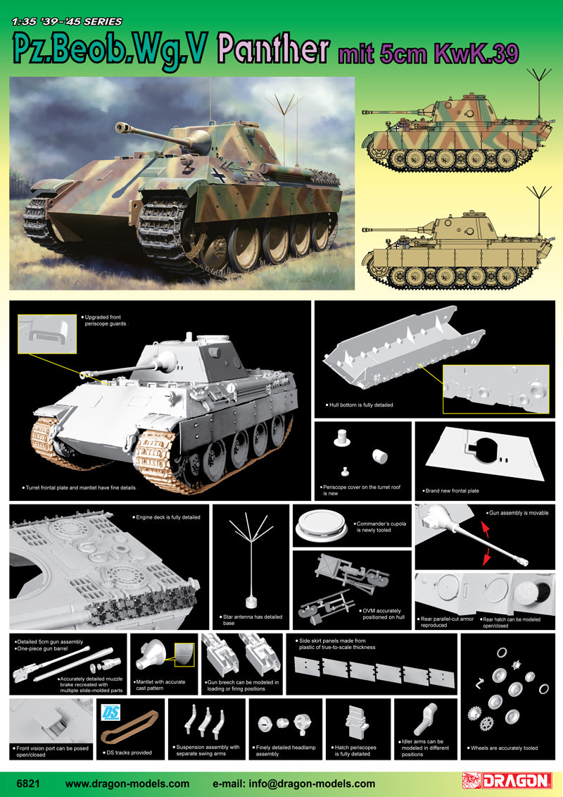 Dragon Models DML 6821 1/35 Pz.Beob.Wg.V Panther mit 5cm Kw.K.39/1