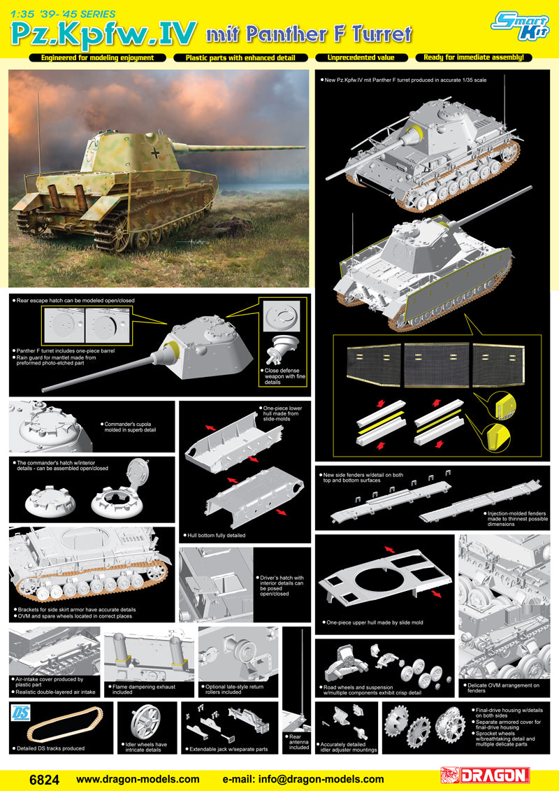 Dragon Models DML 6824 1/35 Pz.Kpfw.IV mit Panther F Turret