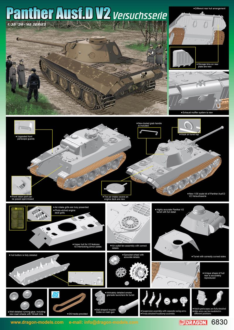 Dragon Models DML 6830 1/35 Panther Ausf.D V2 Versuchsserie - Smart Kit