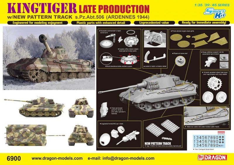 Dragon Models DML 6900 1/35 Kingtiger Late Production w/New Pattern Track s.Pz.Abt.506 Ardennes 1944