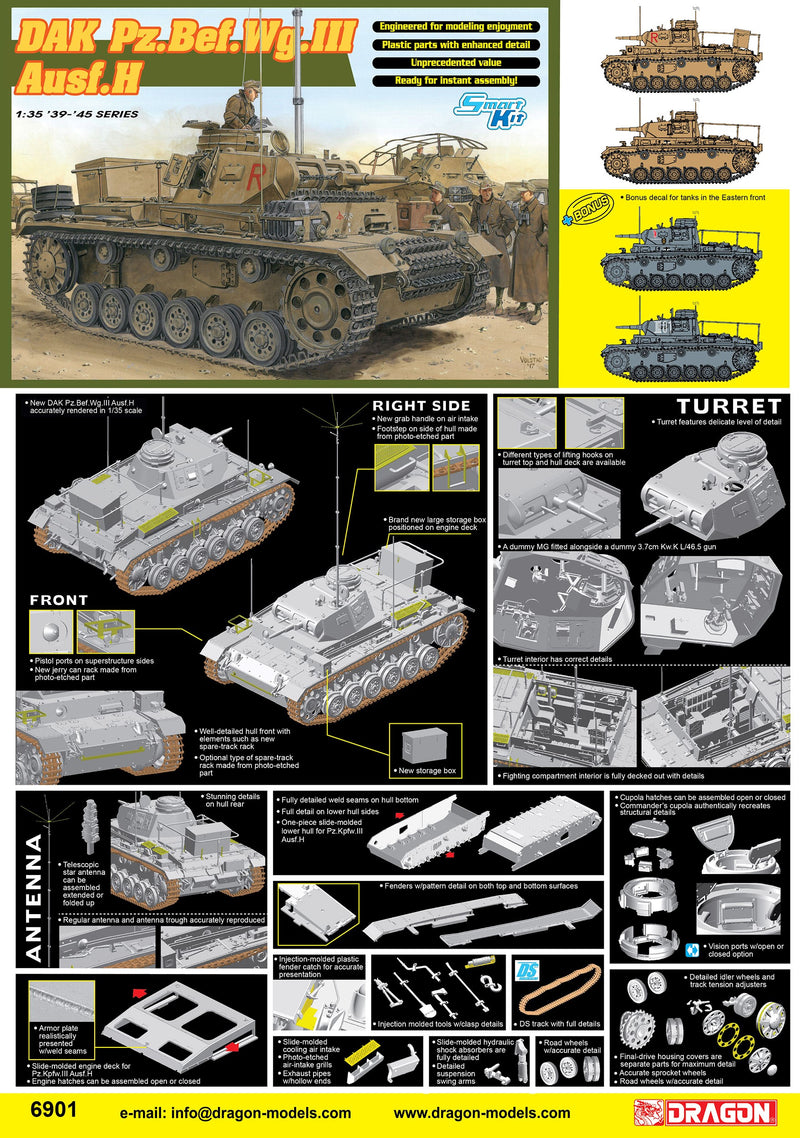 Dragon Models DML 6901 DAK Pz.Bef.Wg.III Ausf.H