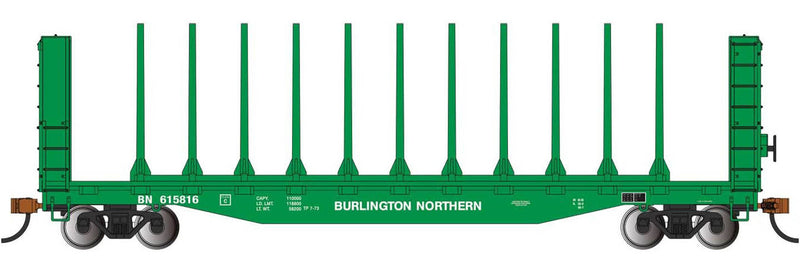 Bachmann HO 12903 52' Center-Beam Flat Car with Bulkheads, Burlington Northern