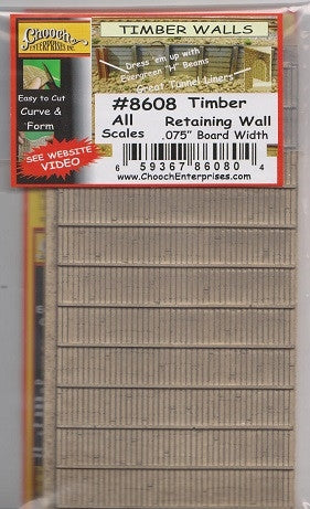 Chooch HO/O/N 8608 Flexible Timber Retaining Wall .075 Board Width, Small