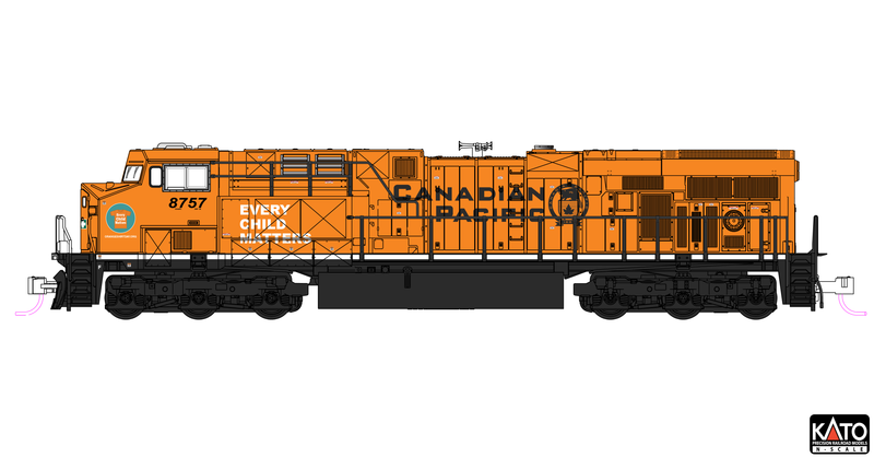 PREORDER Kato N 1768960DCC ES44AC Diesel Locomotive, Canadian Pacific (Every Child Matters)