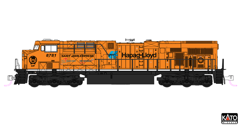 PREORDER Kato N 1768961 ES44AC Diesel Locomotive, Canadian Pacific (Hapag-Lloyd)
