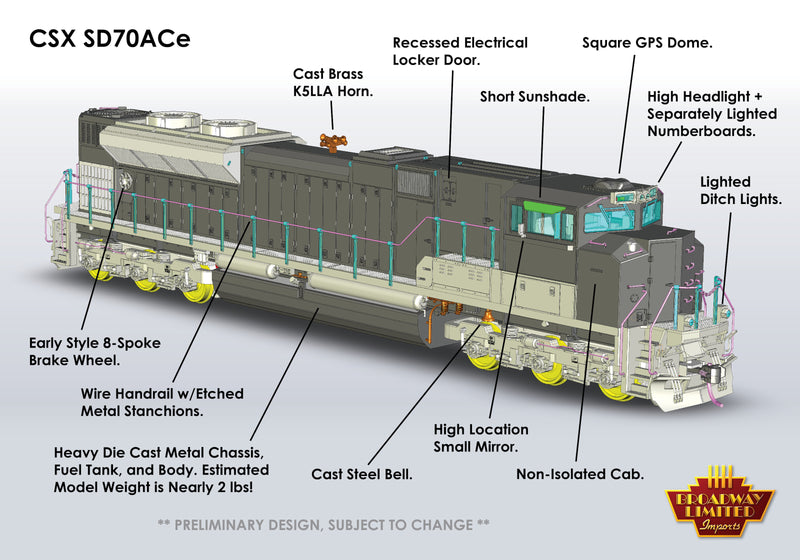 PREORDER BLI 8706 EMD SD70ACe, CSX 4838, YN3 Paint, No-Sound / DCC-Ready, HO