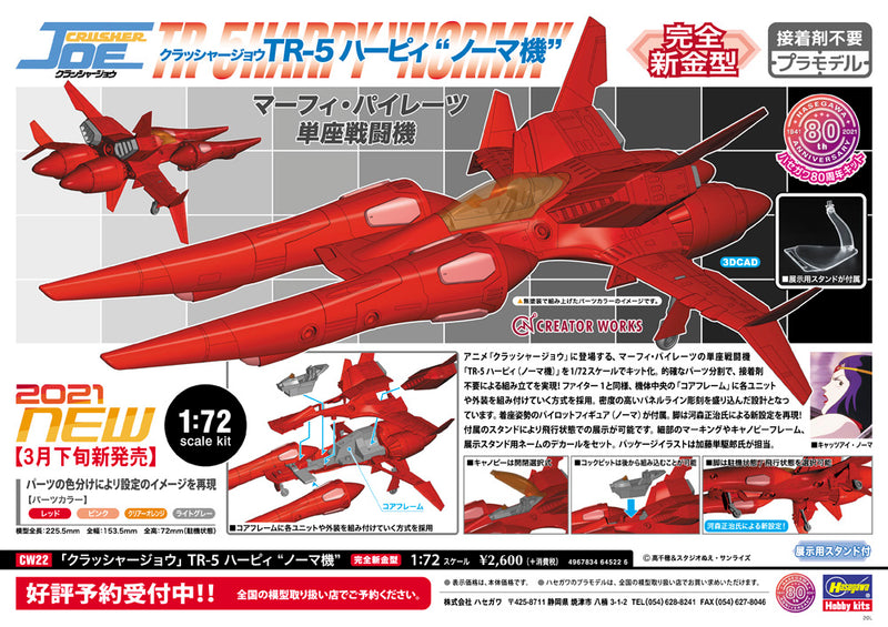 Hasegawa Models 64522 “Crusher Joe” TR-5 Harpy “Norma Machine” 1:72 SCALE MODEL KIT