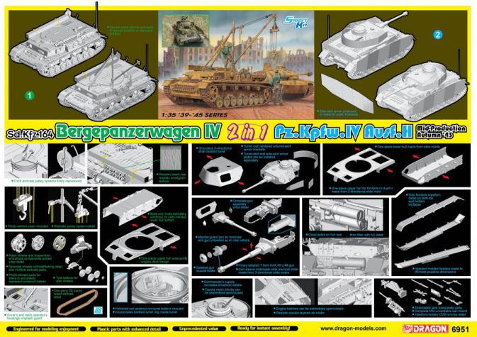 Dragon Models DML 6951 1/35 Bergepanzerwagen IV / Pz.Kpfw.IV Ausf. H Mid Production (2 in 1)