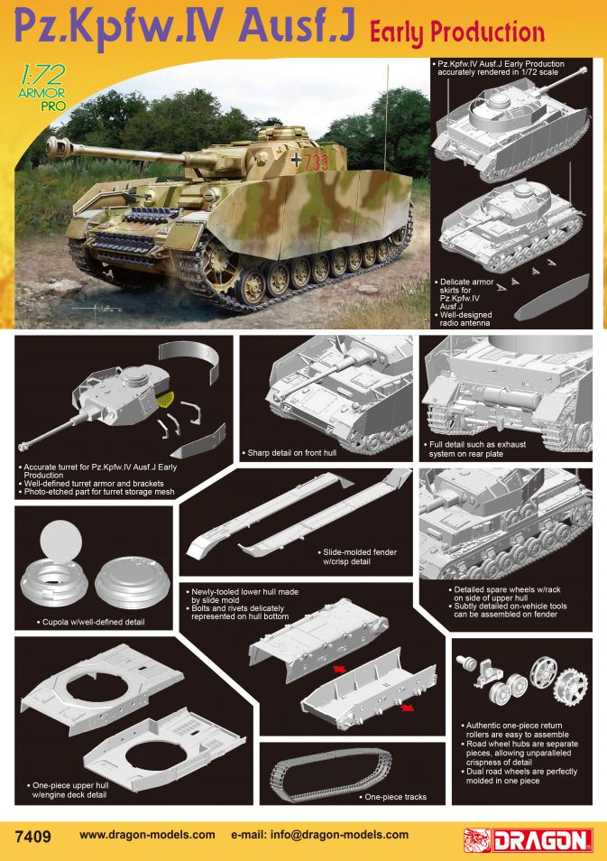 Dragon Models DML 7409 1/72 Pz.Kpfw.IV Ausf.J Early Production