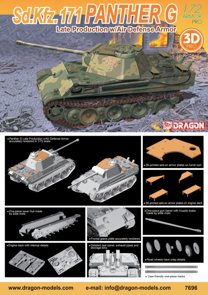 Dragon Models DML 7696 1/72 Panther G Late Production w/Air Defense Armor