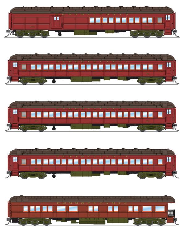 PREORDER BLI 8964 PRR Heavyweight 5-Car Passenger Set, 1930's Era, HO (PB70 #5034, P70 #823, P70 #989, P70 #1042, Z74d #120 "Pennsylvania")