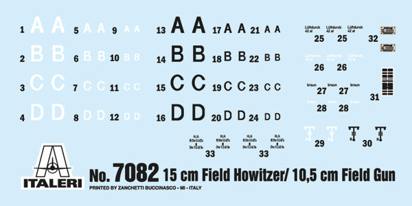 Italeri 7082 - SCALE 1 : 72 15 cm Field Howitzer / 10,5 cm Field Gun