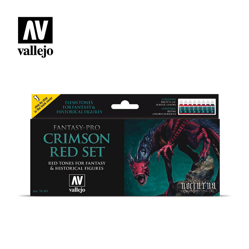 Vallejo Acrylic Paints 74103 Crimson Red Paint Set (8-Pack)