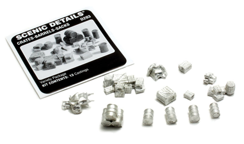 Woodland Scenics HO D203 Crates, Barrels, Sacks (13)