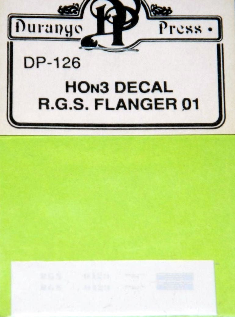Durango Press HOn3 126 R.G.S Flanger Decal 01