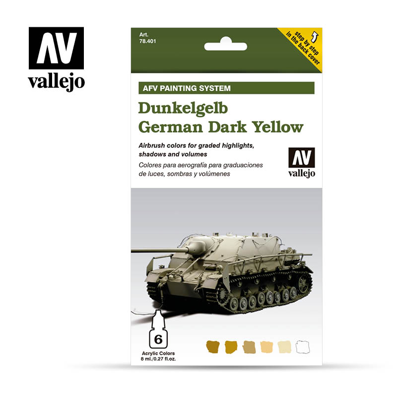 Vallejo Acrylic Paints 78401 Dunkelgelb German Dark Yellow Paint Set (6-Pack)