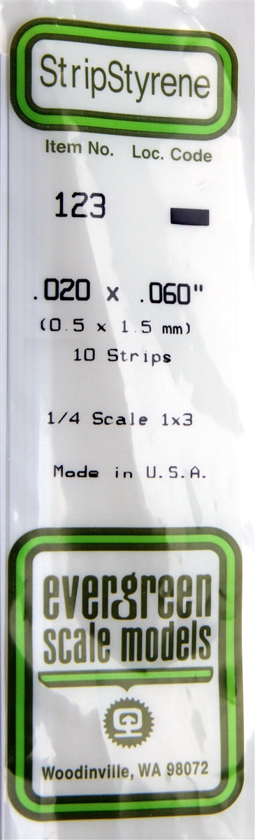 Evergreen Scale Models 123 Strip .020" x .060" (10)