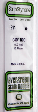 Evergreen Scale Models 211 Styrene Rod -- .040" .10cm Diameter pkg(10), A Scale