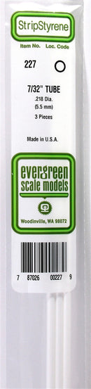 Evergreen Scale Models 227 Styrene Tube -- .219" .56cm Diameter pkg(3), A Scale